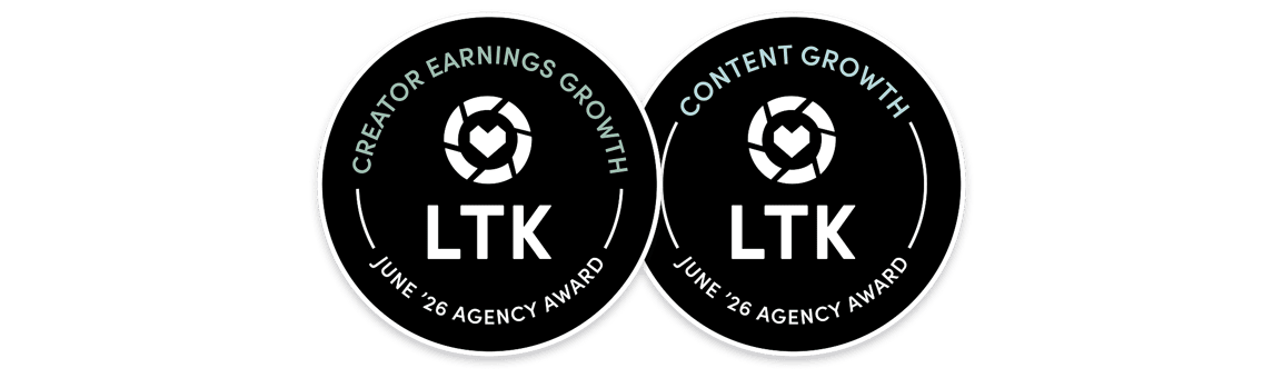 LTK June 2026 Agency Awards for Creator Earnings Growth and Content Growth, awarded to Never Settle Media
